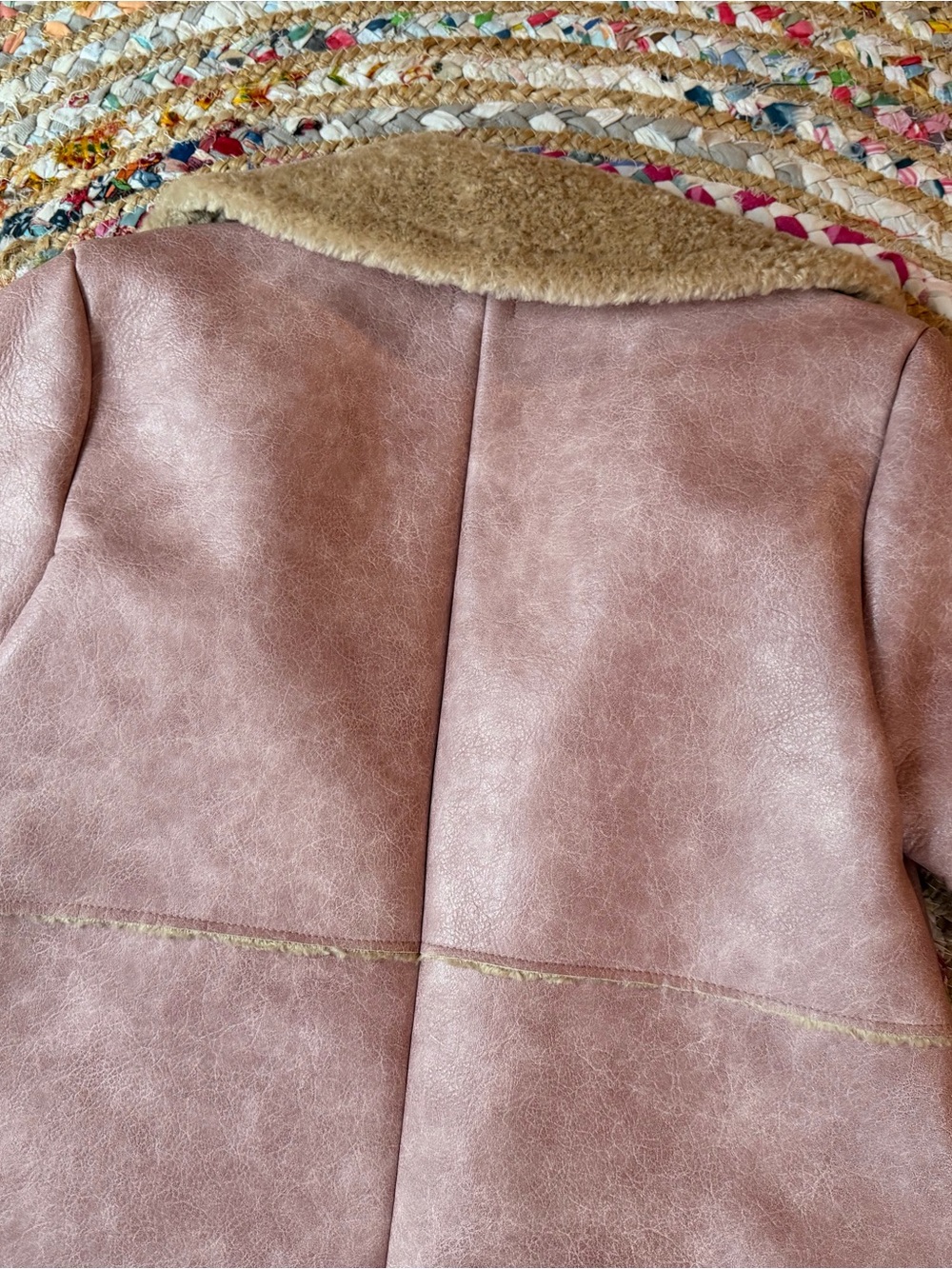 Kimchi Blue Dusty Pink Faux-Shearling Long Trench Coat - Picture 9 of 9
